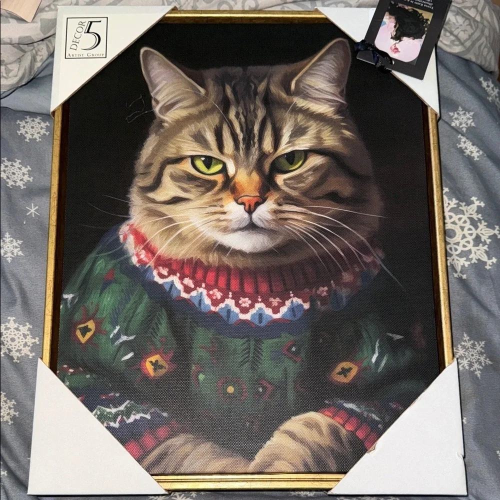 Festive Cat Canvas Art - Multicolor